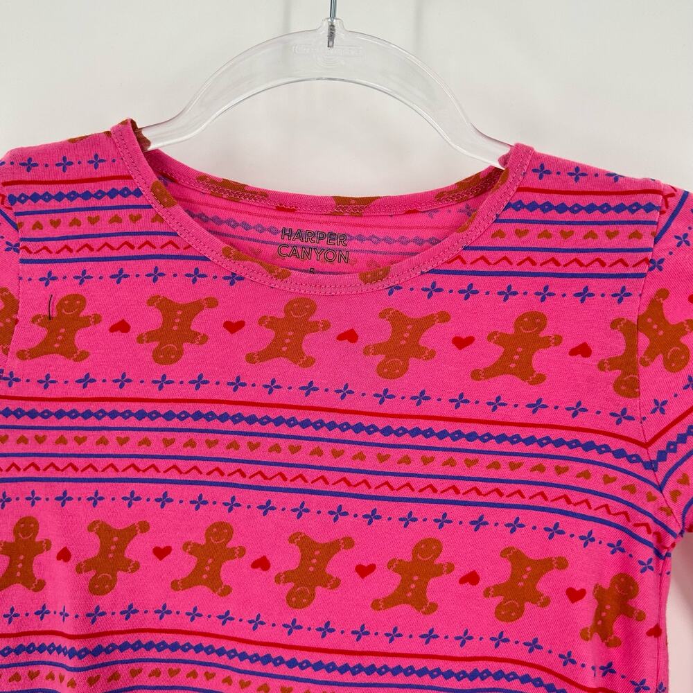Harper Canyon Size 5 Pink Red Blue Gingerbread Lettuce Hem Long Sleeve Shirt